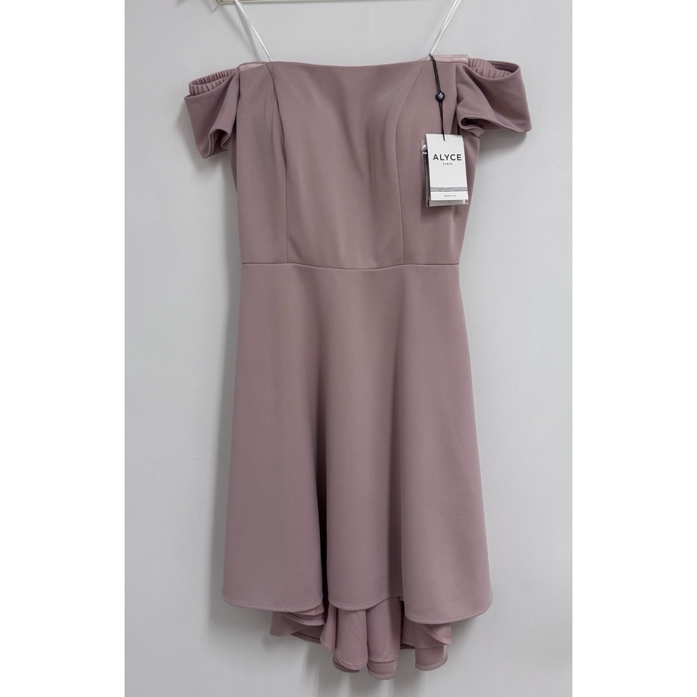 NWT Alyce Paris 4102 Off-The-Shoulder Bridesmaid Dress Rosewood Pink Mauve Sz 6